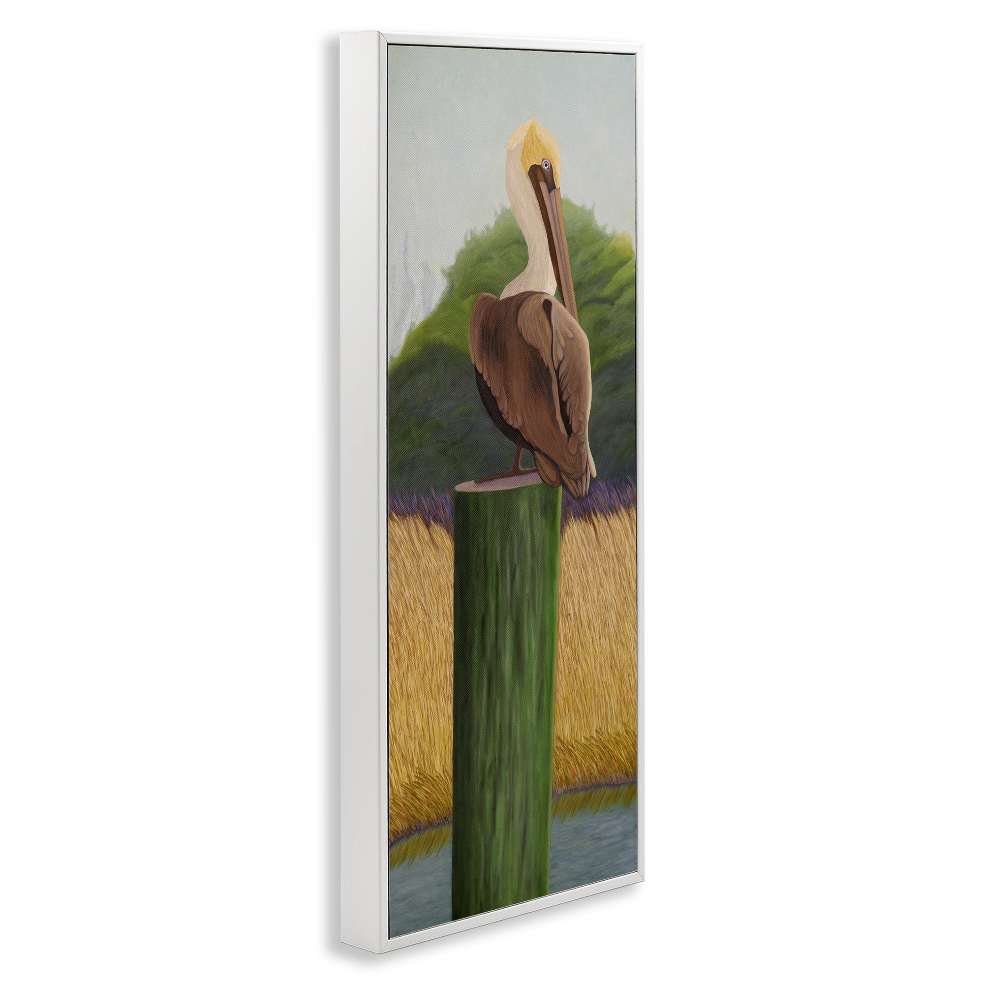 Stupell Industries Pelican with Blue Eyes White Framed Giclee Art, design by Barbara Fallenbaum