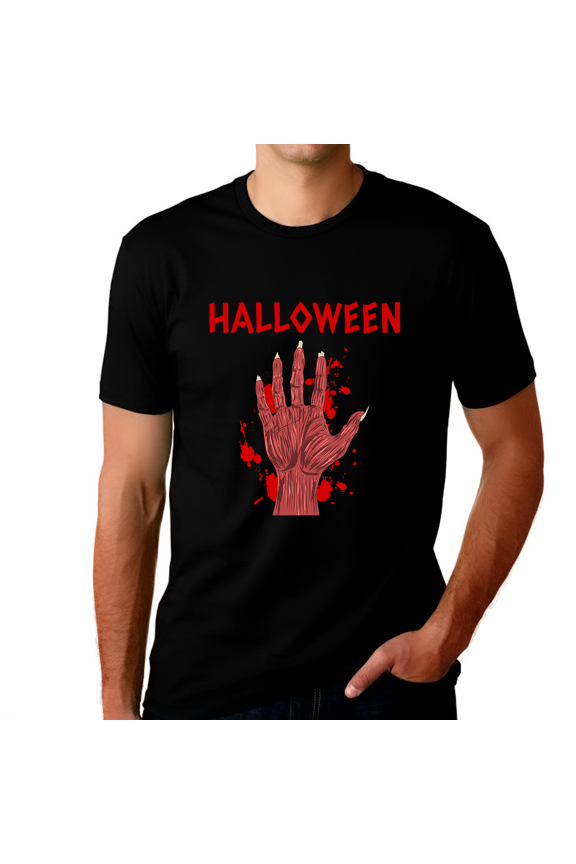 Bloody Hand Halloween Tshirt Men Cool Halloween Shirts for Men Scary Zombie Shirt Halloween Clothes for Men
