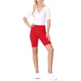 thumbnail image 4 of Women's High Waist Cotton Stretch Solid Casual Active Biker Short Pants, 4 of 5