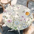 thumbnail image 2 of Vintage Flower Round Tablecloth, Fitted Table Cover with Elastic for 36"-44" Round Tables, Botanical Wildflower Plant Country Daisy Table Cloth Outdoor Indoor Dinning Party Waterproof Tablecloths, 2 of 7