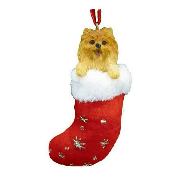 Pomeranian Christmas Stocking Ornament with "Santa's Little Pals" Hand Painted