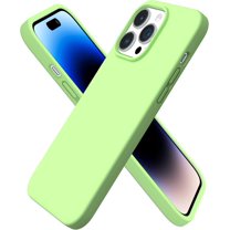 Compatible with iPhone 14 Pro Max Case 6.7, Slim Liquid Silicone 3 Layers Full Covered Soft Gel Rubber Phone Case Protective Cover with Microfiber Lining 6.7 inch-Pastel Green