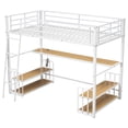 thumbnail image 4 of Twin Size Loft Bed with U Shaped Desk, Loft Metal Bed Frame with Charging Station and Storage Shelves, Safety Guard & Ladder, No Noise, No Box Spring Needed, 4 of 7