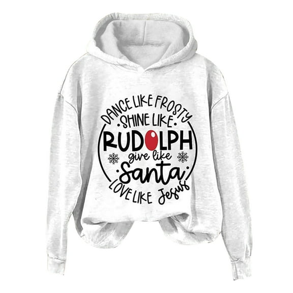 Plus Size Hooded Sweatshirt for Women Long Sleeve Festival Printed Pullover Winter Loose Casual Fleece Tops