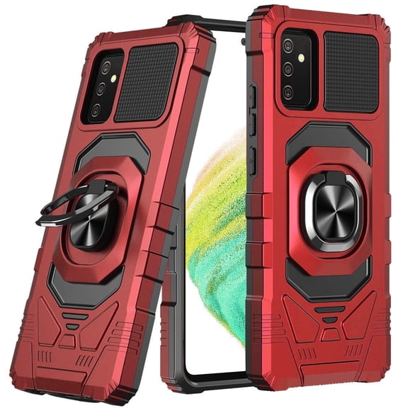 For Samsung Galaxy A54 5G SM-A546U Robotic Kickstand Phone Case Cover   Tempered Glass - Red