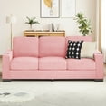 thumbnail image 3 of Lunale 83" Velvet Sofa with Cup Holders, Modern 3-Seater Couch for Living Room, Apt., Pink, 3 of 11