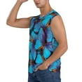 thumbnail image 3 of Lsque Blue Butterflies Print Men's Cotton Blend Sleeveless Muscle Shirts (S-3XL)- Moisture Wicking, Odor Protection, UPF 30+,XX-Large, 3 of 8