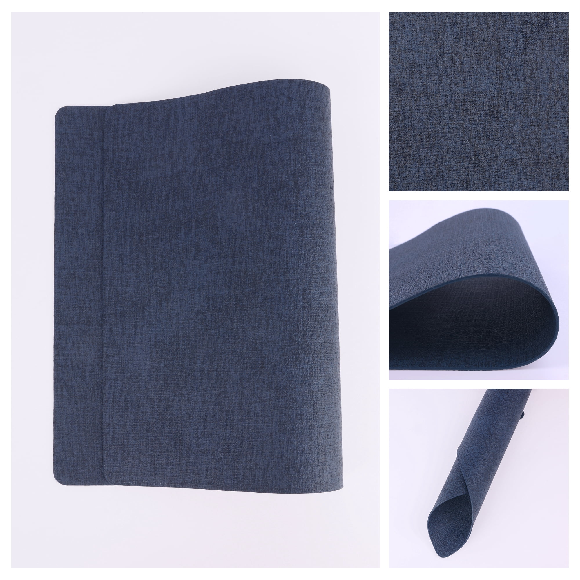 Unique Bargains Faux Leather Table Placemats for Kitchen Dining Table Light Dark Blue