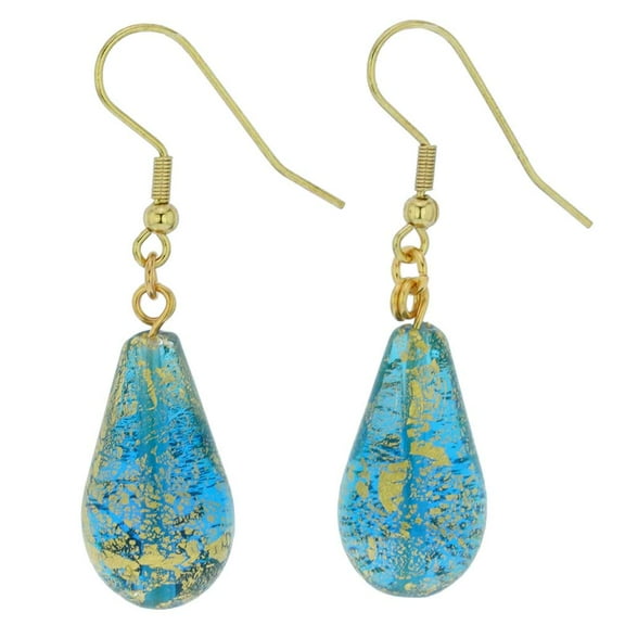 GlassOfVenice Murano Glass Ca D'Oro Teardrop Earrings - Aqua