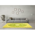 thumbnail image 3 of Ahgly Company Machine Washable Indoor Square Medallion Yellow Traditional Area Rugs, 6' Square, 3 of 4