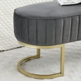 thumbnail image 6 of Miniyam Bench Bedroom Bench,Velvet Oval Upholstered End of Bed Bench with Golden Metal Legs,Gray, 6 of 7