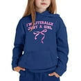 thumbnail image 4 of Telankuip I'm Literally Just a Girl Hoodies for Teen Girls Cute Bow Graphic Long Sleeve Funny Letter Printed Preppy Sweatshirts Casual Loose Comfy Pullover Tops with Pocket Navy 4-5 Years, 4 of 4