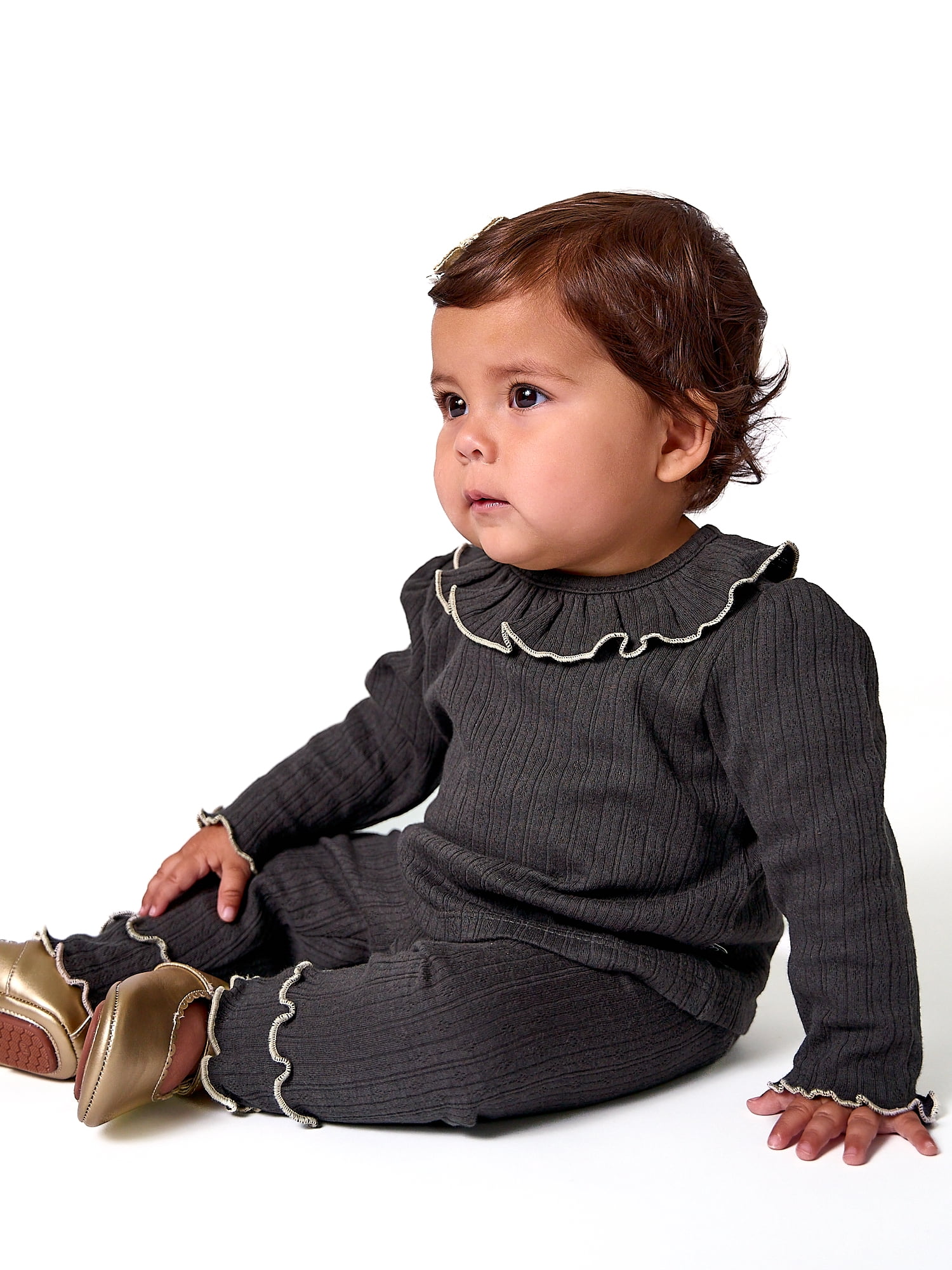 Modern Moments by Gerber Baby Girl Ruffled Top and Legging Outfit Set, 2-Piece, Sizes 0/3 Months - 24 Months