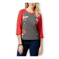 thumbnail image 1 of Mighty Fine Womens Snoopy Baseball Graphic T-Shirt vntgblkred L, Negro, Grande Mighty Fine Camiseta gráfica, 1 of 2