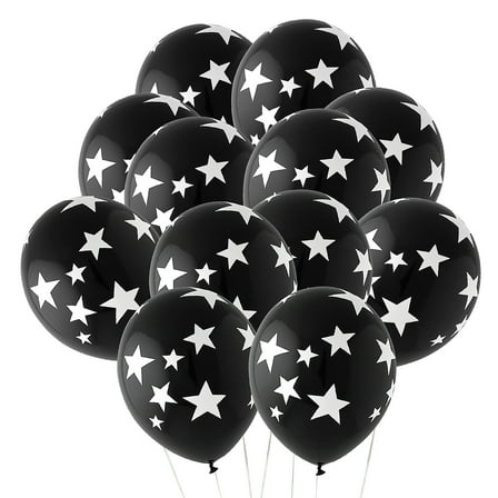 Fun Express Latex Balloons Black with White Stars 11" – 24 Pc