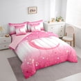 thumbnail image 3 of Feelyou Girl Ribbon Letter C Bedding Comforter Set 7 Pieces, Sequin Print Full Bedding Set, 3 of 8