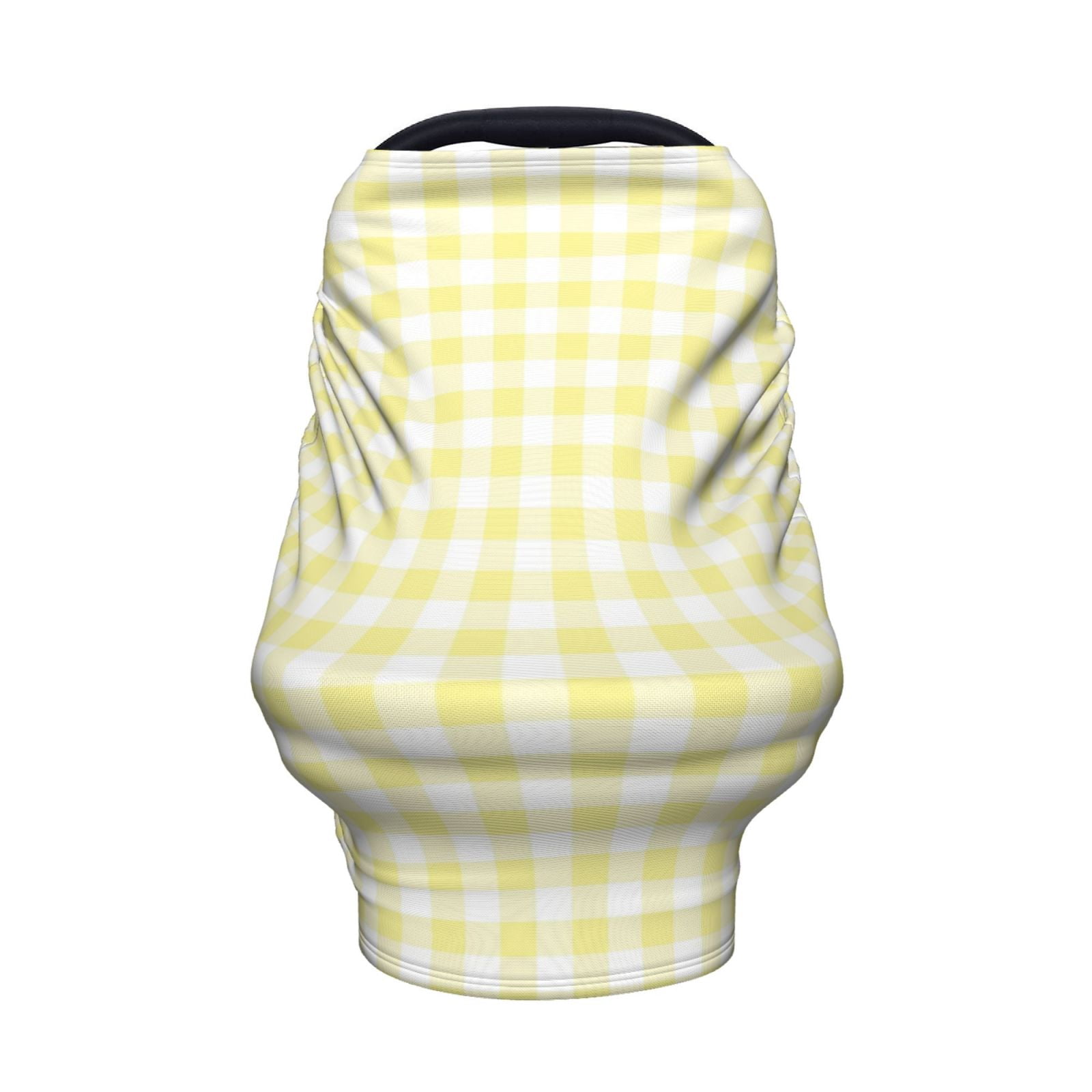 Fotbe Lemon Yellow Checkboard Pattern Car Seat Covers for Babies, Nursing Breastfeeding Cover Infant Carseat Canopy, Soft Stretchy Carrier Cover