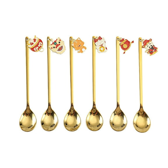 YIEMEEN 6 PCS Stainless Steel Mini Tableware Cute Flatwares Dessert Teaspoon Fork/Spoons