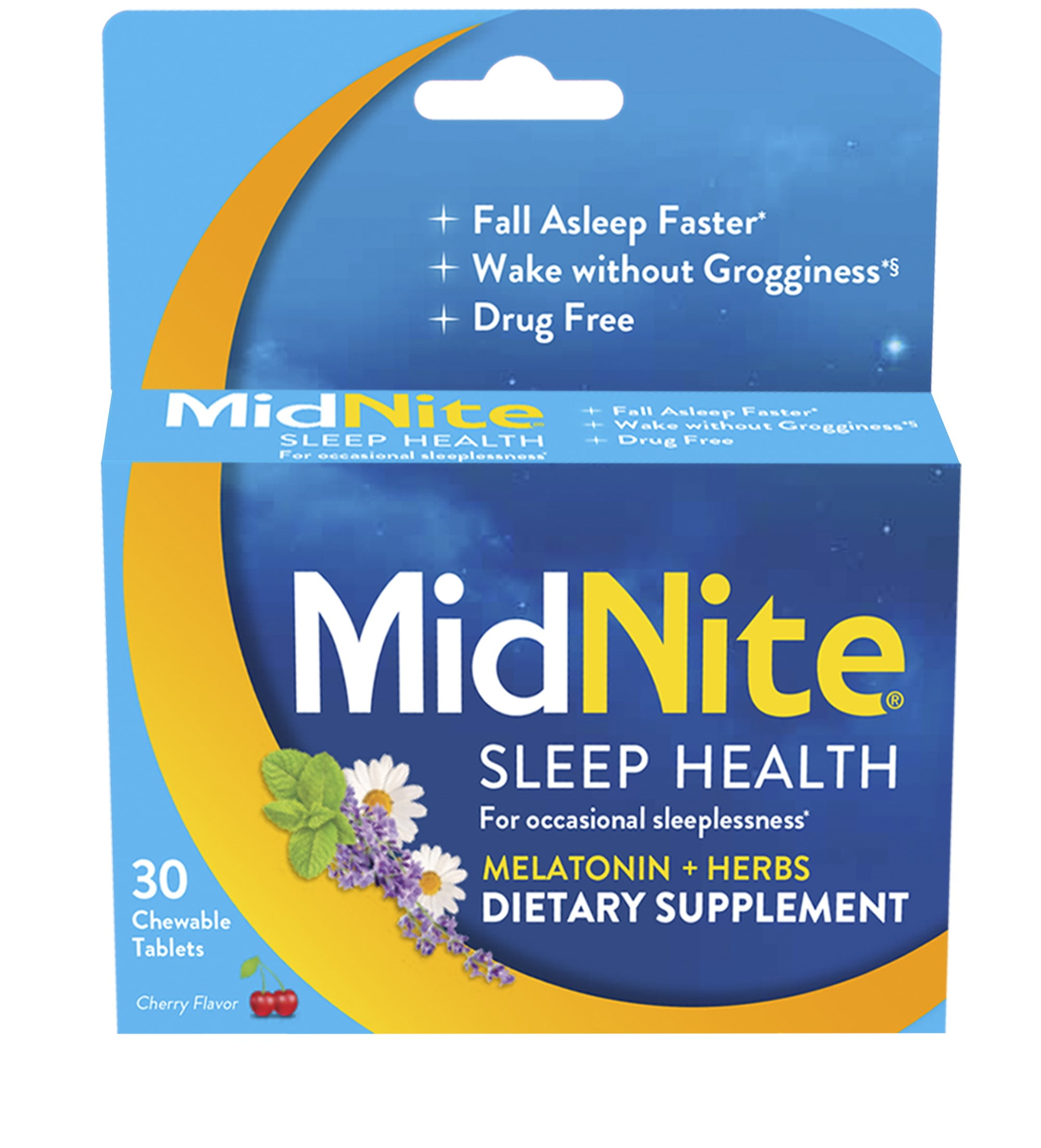 MidNite Drug-free Sleep Aid Chewable Tablets, Cherry Flavor, 30 Ct