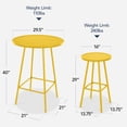 thumbnail image 3 of Best Choice Products 3-Piece Steel Patio Bar Height Round Bistro Set w/ Backless Stools, Slatted Design - Yellow, 3 of 10