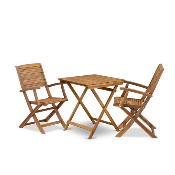 Pemberly Row Ensemble Bistro Traditionnel de Patio 3 Pcs en Huile Naturelle