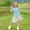 Blue A, variant on Einccm Girls Short Sleeve T-Shirts with Flutter Sleeves - Cute Summer Casual Top in 10 Solid Colors, Crew Neck Design for Girls Ages 3 to 15 Years