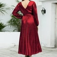 thumbnail image 5 of IROINNID Maxi Dress for Women V Neck Long Sleeve Solid Color Party Evening Dresses Reduced,Red, 5 of 8