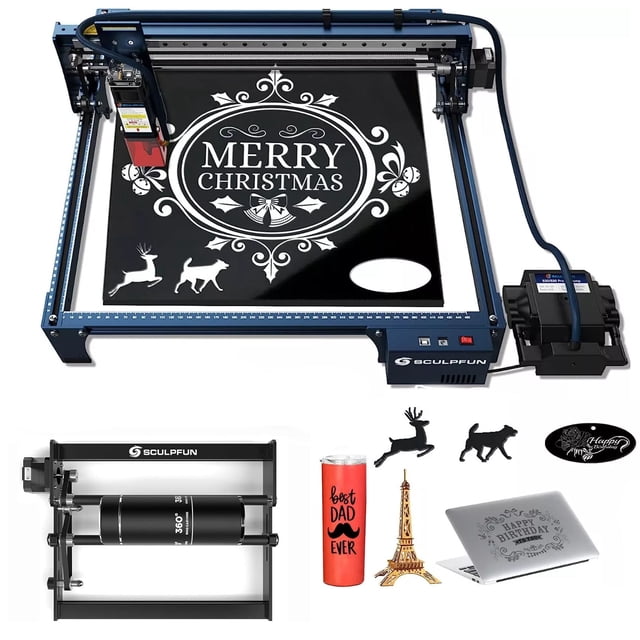 Grabador láser SCULPFUN S30 Pro de 10 W con asistencia de aire, giratorio