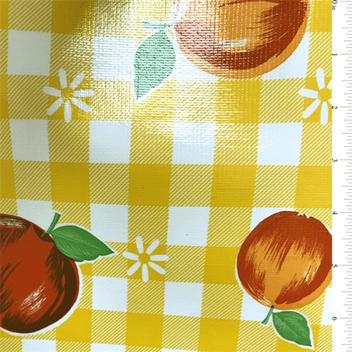 Yellow Check Oilcloth, Fabric By the Yard