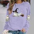thumbnail image 2 of Jsaierl Halloween Sweatshirts for Women Plus Size Ghost Graphic Pullovers Trendy Loose Fit Crewneck Long Sleeve Sweater Tops Halloween Costumes, Sizes S-2XL, 2 of 6