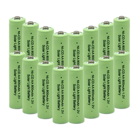 BAOBIAN aa Size 1.2V Ni-Cd 800mah Double a Rechargeable Batteries for Outdoor Solar Lights (16 Pack)