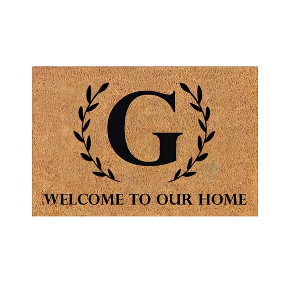 RLESO 26 Letter Floor Mat Front Door Mat,Heavy Duty Durable Welcome Mat for Outdoor Indoor,Dirt Trapper Waterproof Super Absorbent Door Mat for Entryway Outside Patio Porch,24" X 16",Brown