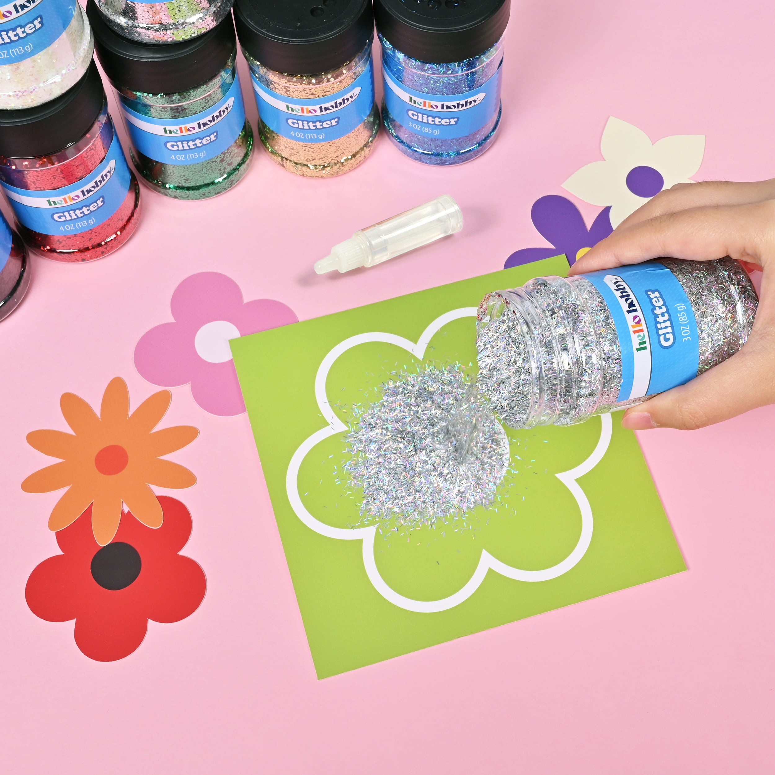 Hello Hobby Holographic Silver Craft Glitter, Fine Glitter for Arts and Crafts, 3 oz
