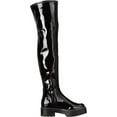 thumbnail image 6 of Sam Edelman Lydia Black Chunky Lug Sole Rounded Toe Over The Knee Fashion Boots (Black Patent, 5), 6 of 6