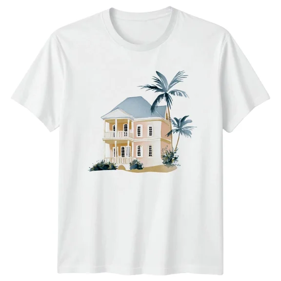 Coastal Home Tropical Travel Men Womens T Shirt Graphic Tee Vacation House