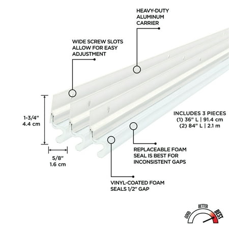 M-D Building Products 91850 White Aluminum and Vinyl-coated Foam Heavy-duty Screw-on Top and Sides Door Seal Kit