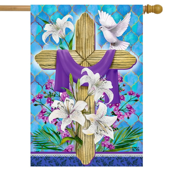 Briarwood Lane Easter Lily Cross Holiday House Flag