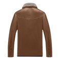 thumbnail image 4 of IROINNID Men's Long Sleeve Faux Leather Turndown Lapel Mid-Length Jacket Solid Color Loose Thick Leather Coat Stand Collar Pocket Leather Coat Warm Windproof Coat, 4 of 4
