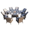 thumbnail image 3 of Direct Wicker  Outdoor Wicker Round Firepit Dining Set with 8 Pieces Rattan Chairs, Grey, 3 of 11