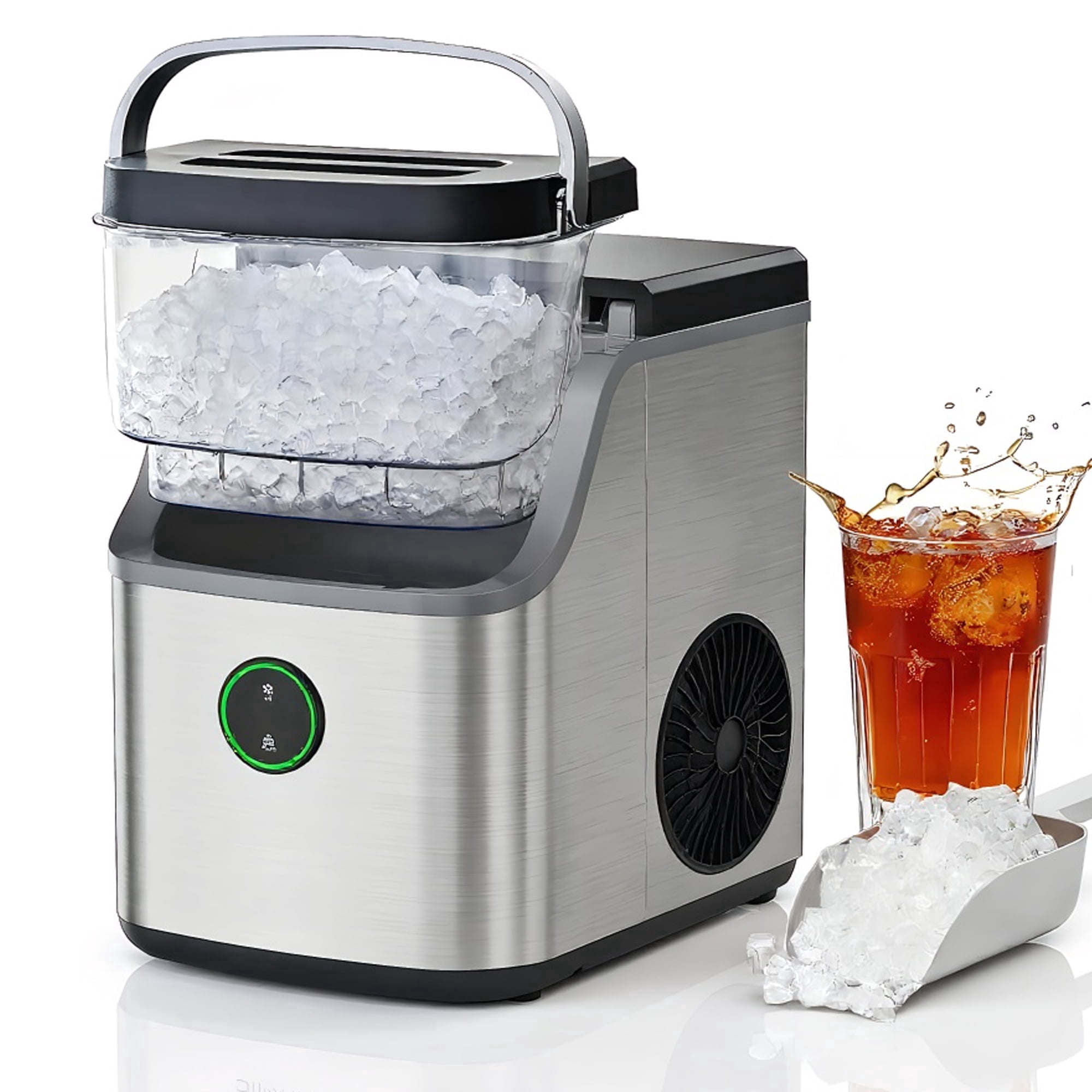 Philergo 35lbs/24H Nugget Ice Maker Countertop with Detachable Ice Basket, Portable Ice Machine,Chewable Ice, Self-Cleaning, Silver