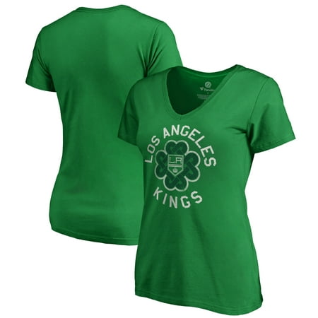 Los Angeles Kings Fanatics Branded Women's Plus Size St. Patrick's Day Luck Tradition V-Neck T-Shirt - Kelly