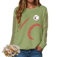 thumbnail image 7 of felwors Baseball Mom Sweatshirt for Women Heart Printed Crewneck Long Sleeve 2025 Pullover Tops Light Green, L, 7 of 7