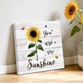thumbnail image 2 of You Are My Sunshine Canvas Wall Art for Living Room, Country Watercolor Sunflower Floral Bees Wood Grain Poster Print Painting for Bedroom Office Home Decoration Wall Pictures Prepare To Hang 12"x12", 2 of 9