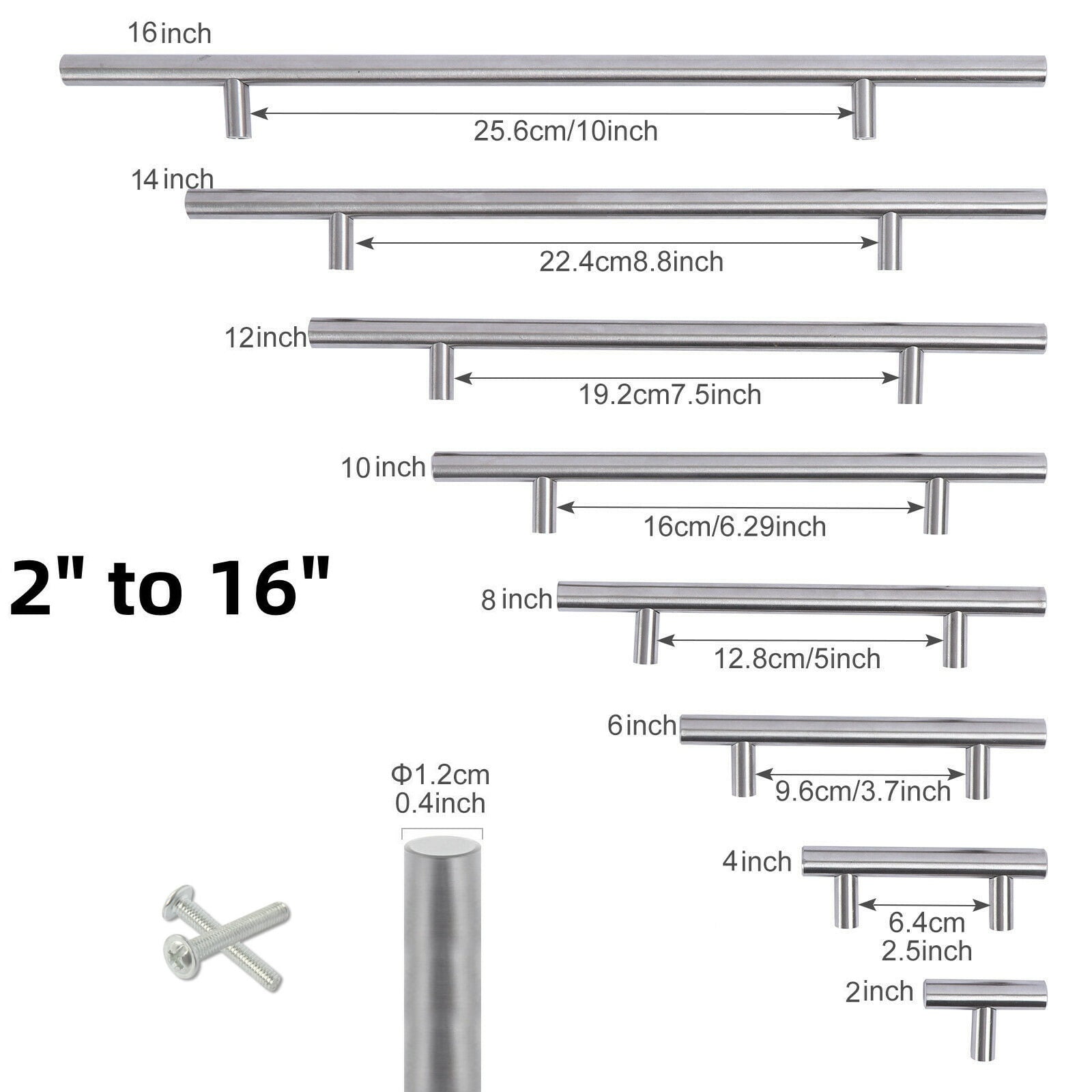 Lohoms 10 Pack 14 inches Stainless Steel T Bar, Kitchen Door Cabinet Handles Pull Knobs T Bar, Brushed Cupboard Drawer Pulls, 14"