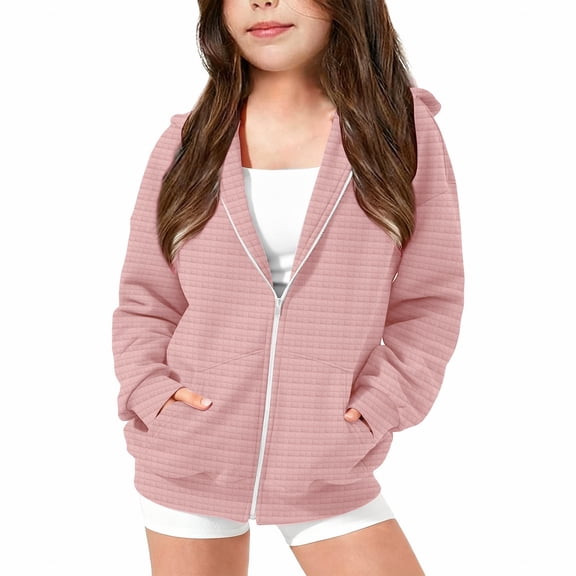 Coerni Girls' Oversized Full Zip Hoodie Sweatshirt Long Sleeve Hooded Y2K Fall Winter Outerwear Teen Preppy Trendy Jacket Coat