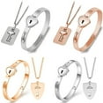 thumbnail image 5 of Couple Titanium Steel Love Heart Lock Bracelet Bangle Key Pendant Necklace Gifts, 5 of 5