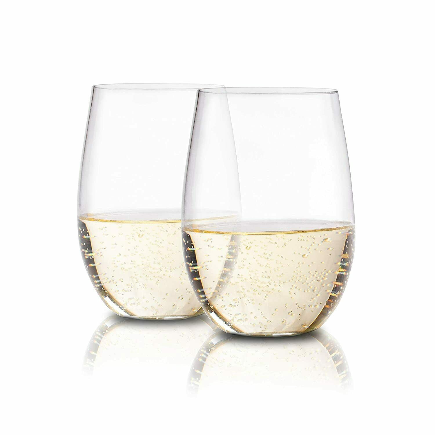 Plastic Stemless Wine Glasses by En Soiree - Set of 4 Clear, Flexible, Disposable, Reusable, Unbreakable, and Shatterproof 16oz Glass - Use for Summer, the Beach, Outdoor Camping, and Pool Parties