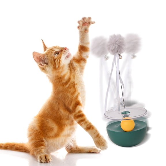 OEFNTAC Home and Kitchen Interactive Cat Toy 2 in 1 Wobble Teaser Wand Track Ball Exercise Toy Birthday Gift for Indoor Kittens Play 5.9x5.5in