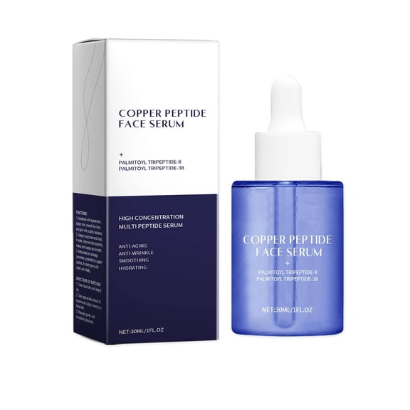HHBEAUTY Copper Peptides Serum for Face - Tightening, Repairing, Collagen Boosting Moisturizing Replenishing Refreshing Without Stickiness - with Hyaluronic Acid