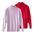 thumbnail image 4 of Chandail à Col Rond pour Femmes, Automne et Hiver, 2 Pcs, Couleur Unie, Doux et Confortable, 4 of 4